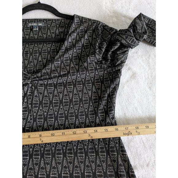 Toad & Co Dress Womens Large Black White Geometric Pattern Stretch Fit & Flare - Picture 9 of 9